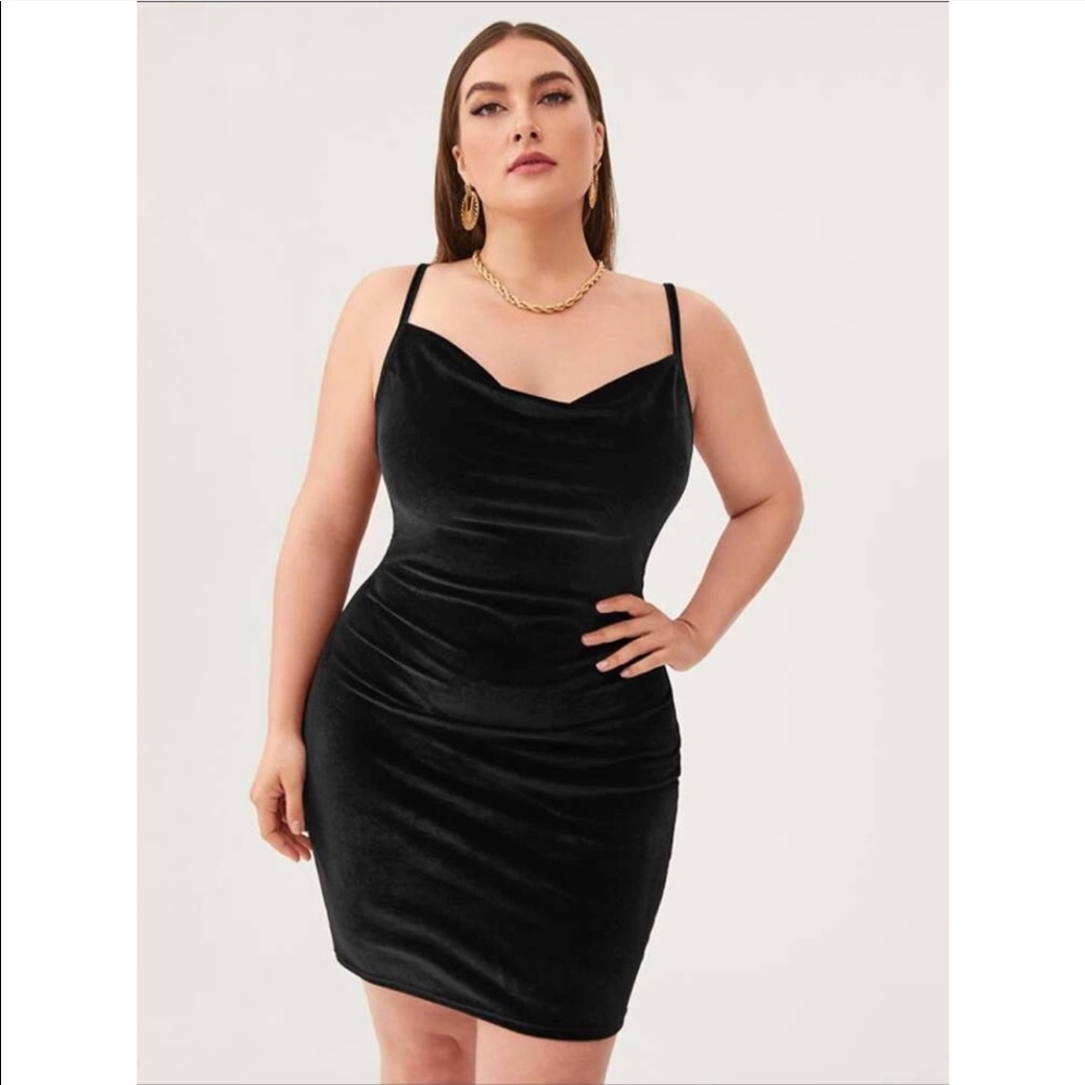 Cowl Neck Velvet Bodycon Dress